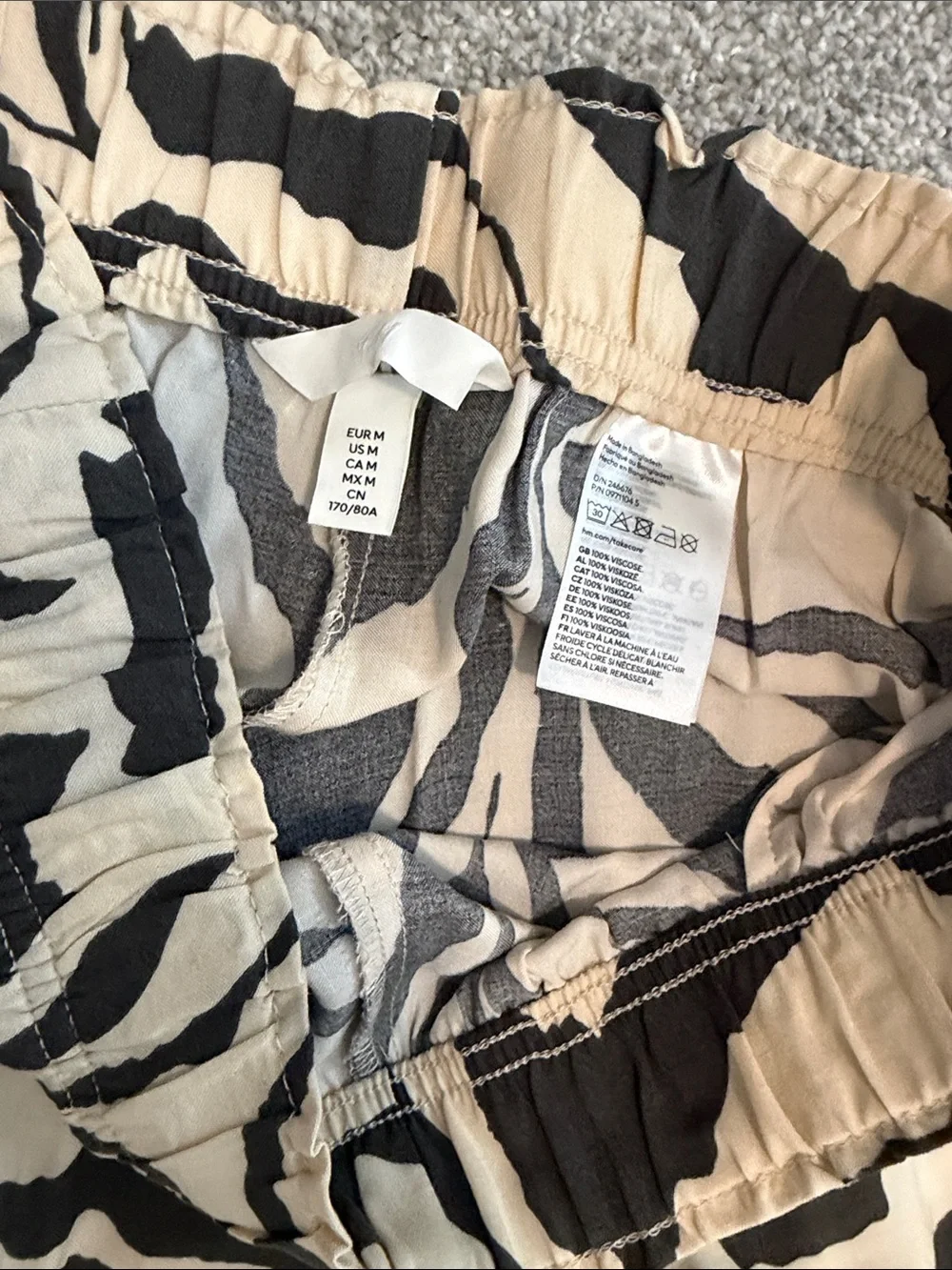 H&M Wide-Leg Zebra Print Pants in Black and Cream